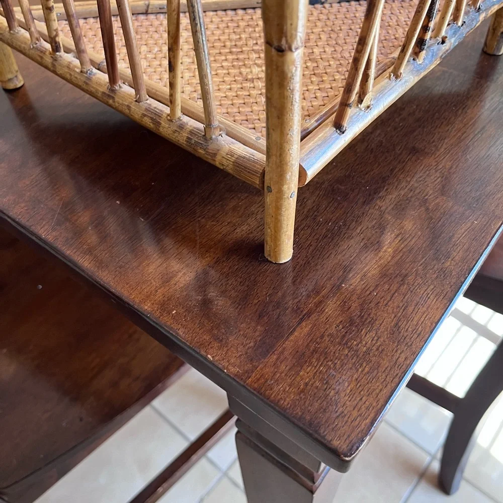 Vintage Tortoiseshell Bamboo Rattan Corner Wall Shelf 3 Tier Decor Boho Rustic